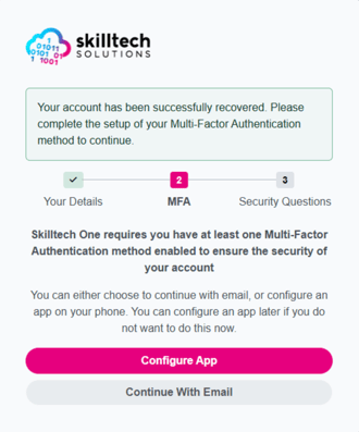 Skilltech One - Recover Account - 2